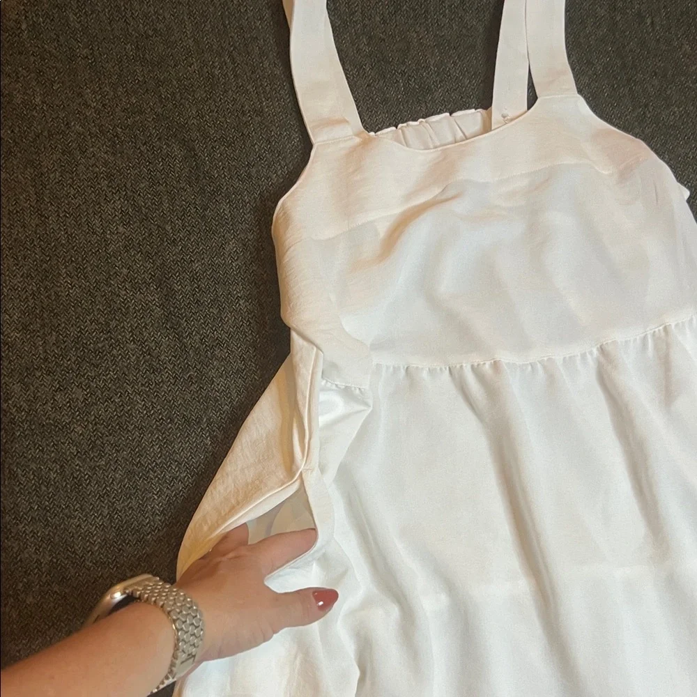 NWT Elegant White Maxi Dress sz L Pockets Adjustable Straps - Picture 9 of 14